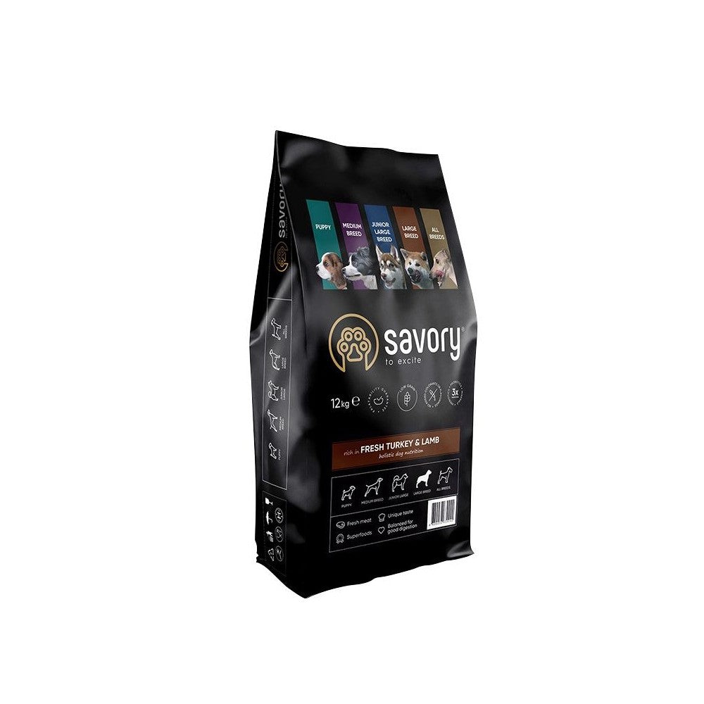 Сухий корм Savory Large для собак великих порід, зі свіжим ягням та індичкою