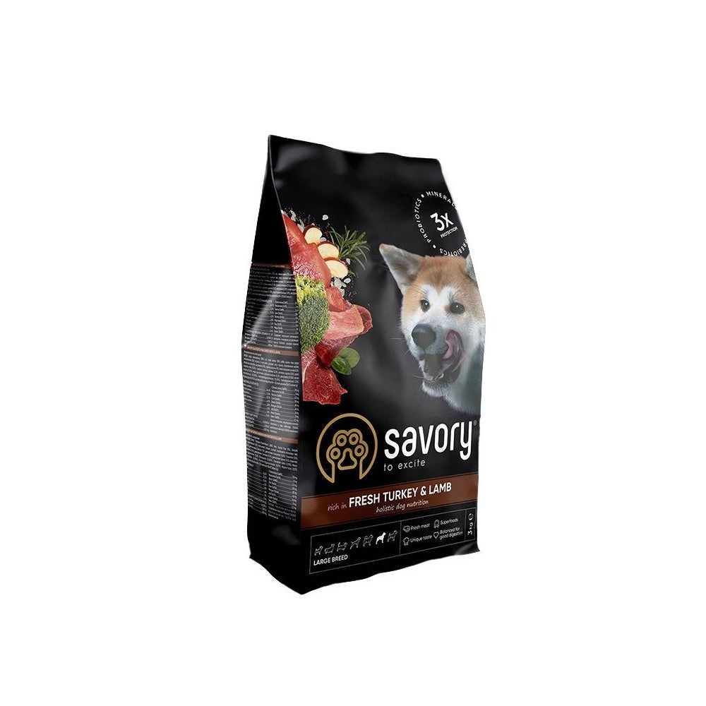 Сухий корм Savory Large для собак великих порід, зі свіжим ягням та індичкою