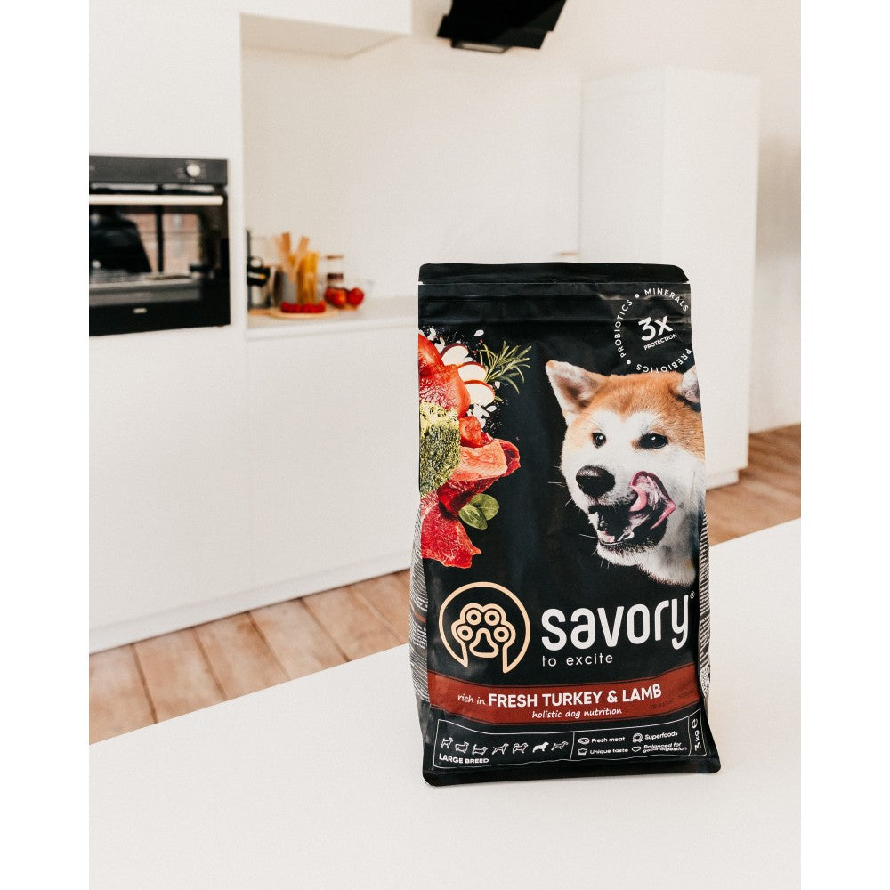 Сухий корм Savory Large для собак великих порід, зі свіжим ягням та індичкою