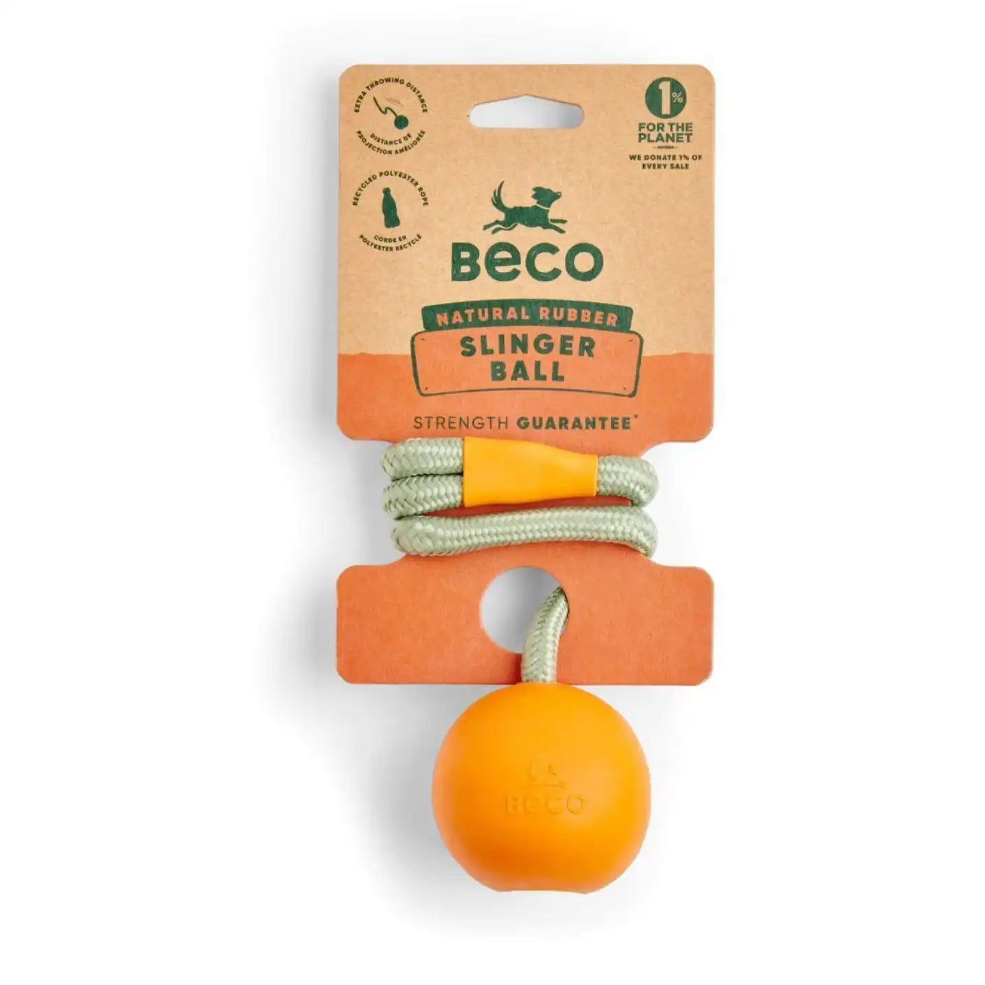 Іграшка м'ячик на мотузці для собак Beco Pets Slinger Ball Помаранчевий