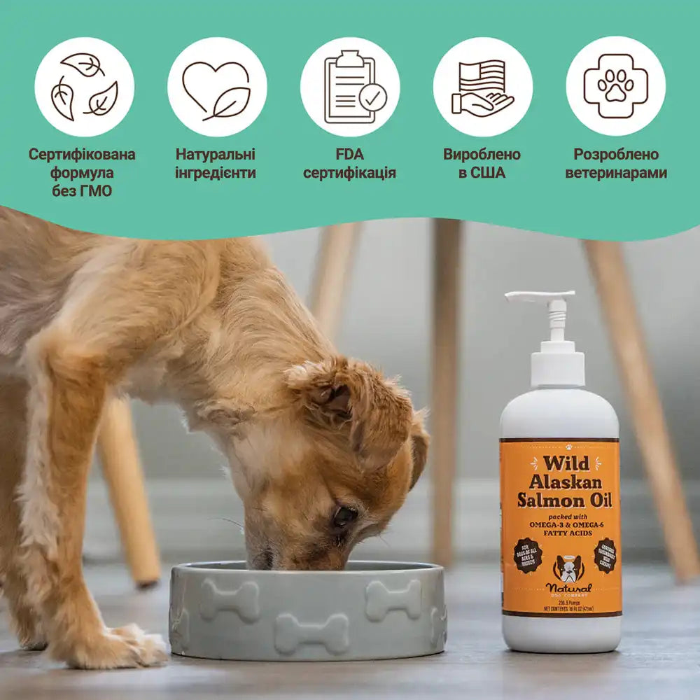 Лососева олія Wild Alaskan Salmon Oil Natural Dog Company, 480мл