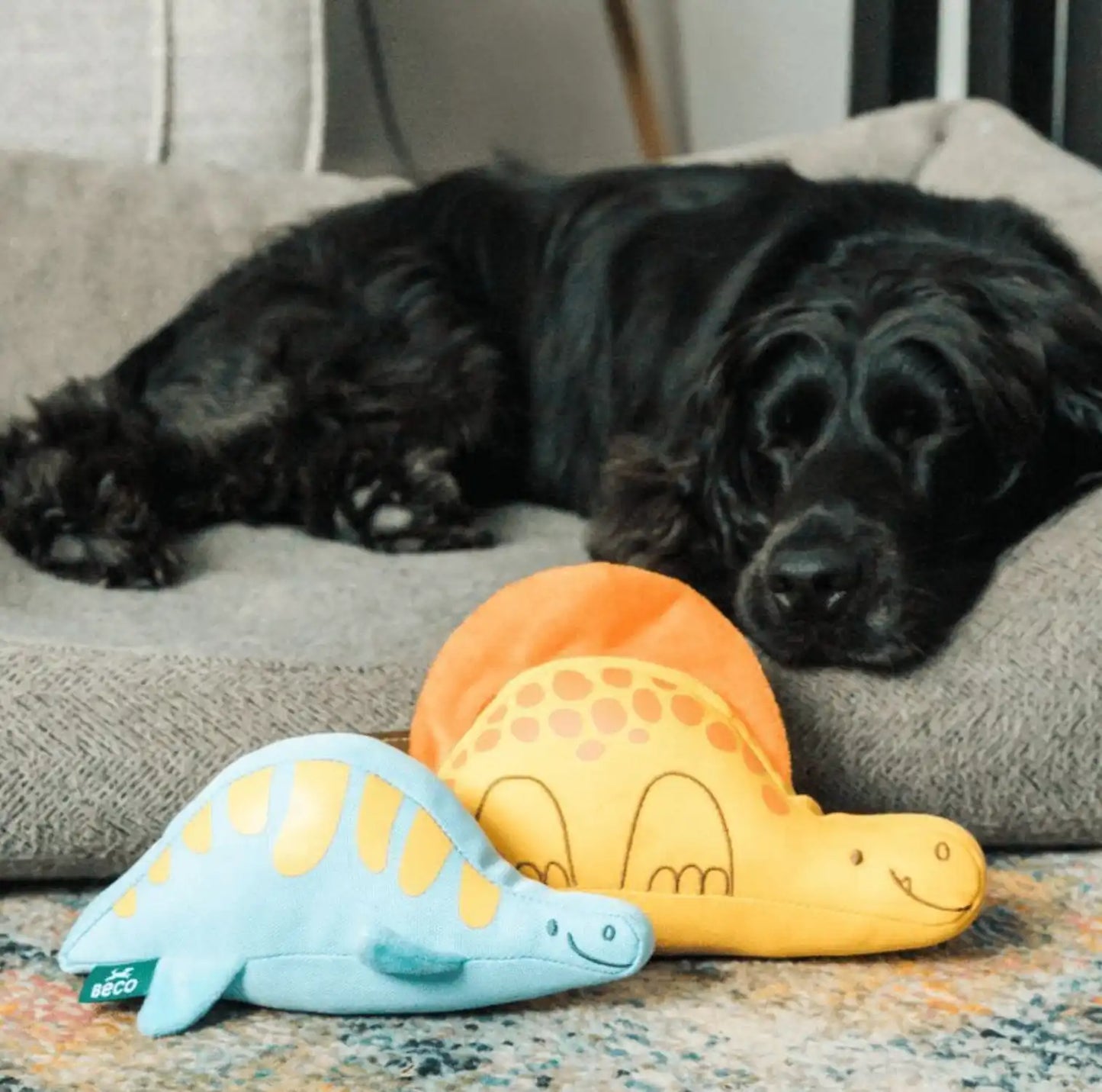 М'яка іграшка для собак Beco Pets Малюк Плезіозавр Блакитний S