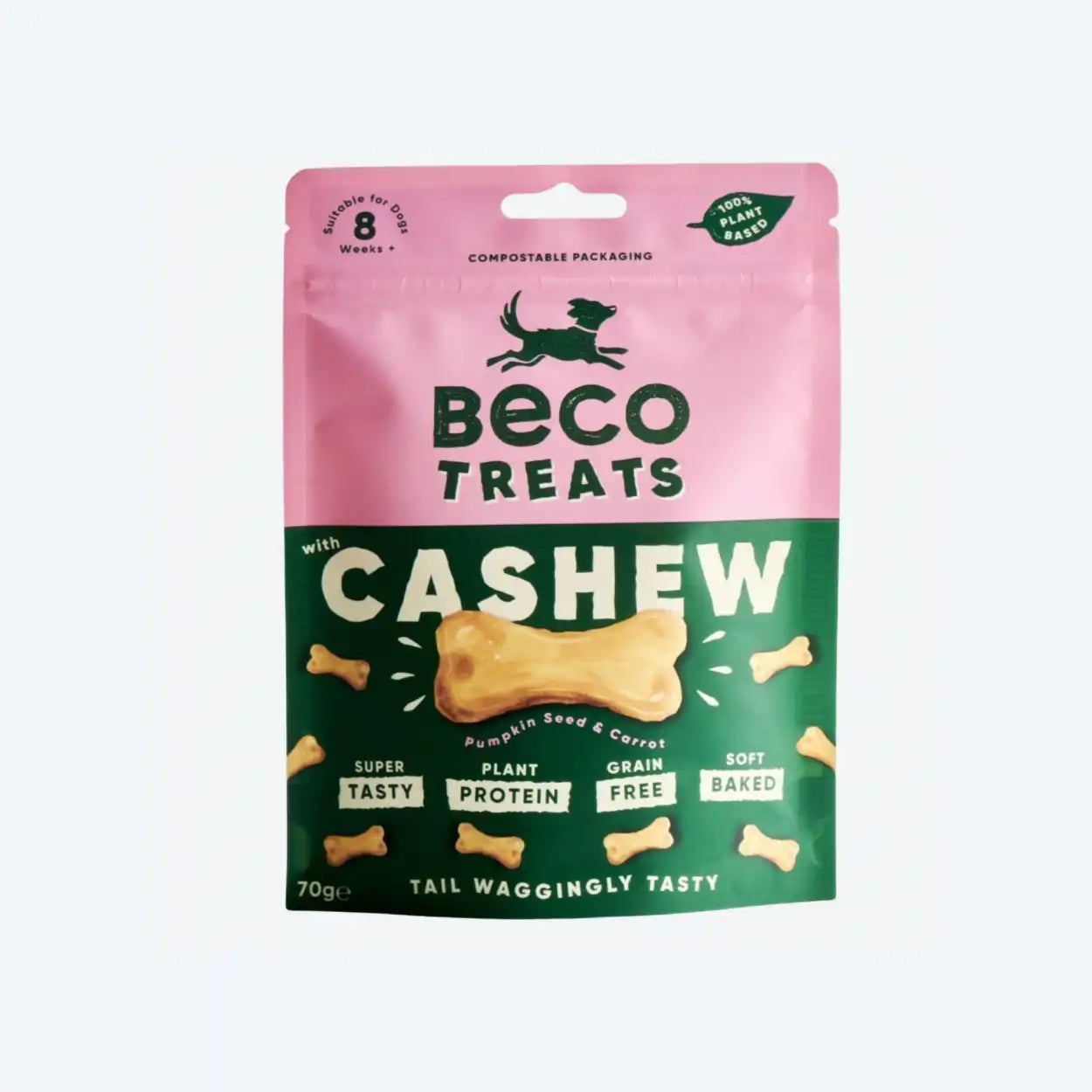 Печиво для собак Beco Pets Кеш'ю з гарбузовим насінням і морквою 70 г (рослинний білок)