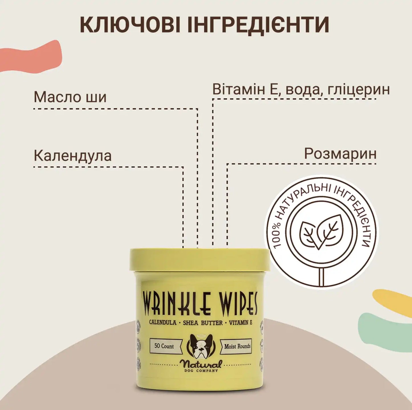 Серветки для складочок Natural Dog Company Wrinkle Wipes 50шт