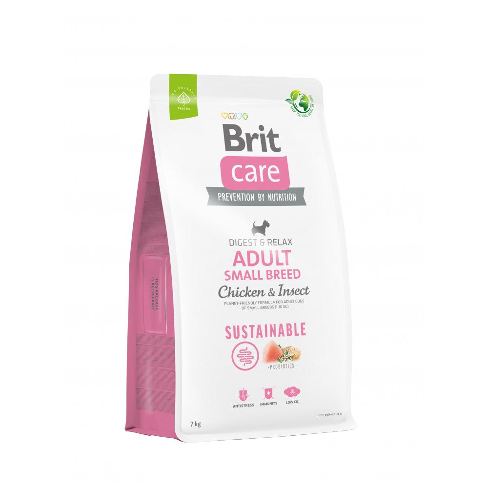 Сухий корм Brit Care Dog Sustainable Adult Small Breed для собак малих порід, з куркою та комахами