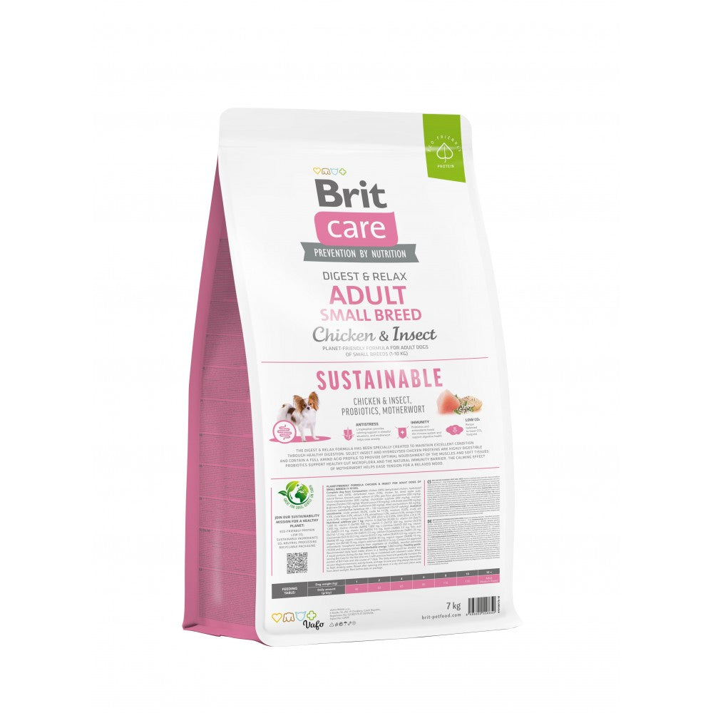 Сухий корм Brit Care Dog Sustainable Adult Small Breed для собак малих порід, з куркою та комахами