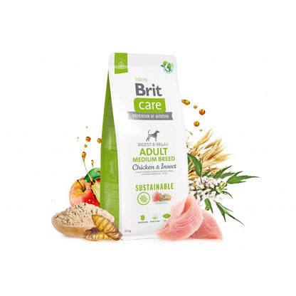 Сухий корм Brit Care Dog Sustainable Adult Medium Breed для собак середніх порід, з куркою та комахами