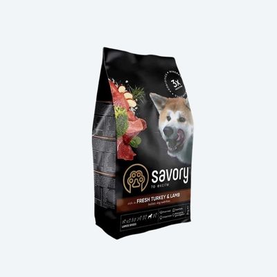 Сухий корм Savory Large для собак великих порід, зі свіжим ягням та індичкою