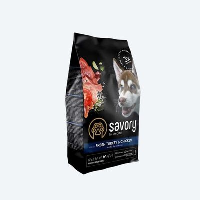 Сухий корм Savory для юніорів великих порід, зі свіжою індичкою і куркою