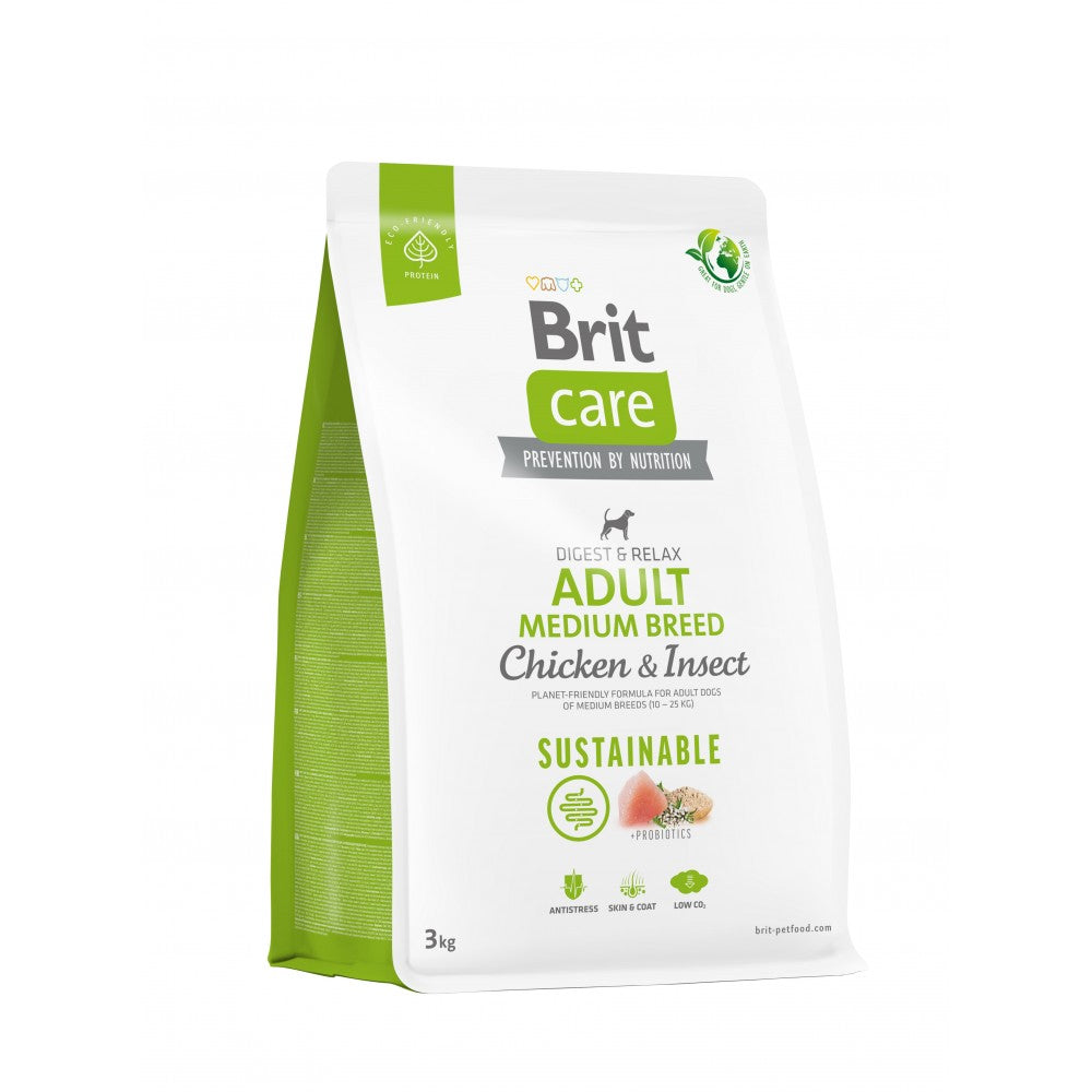 Сухий корм Brit Care Dog Sustainable Adult Medium Breed для собак середніх порід, з куркою та комахами
