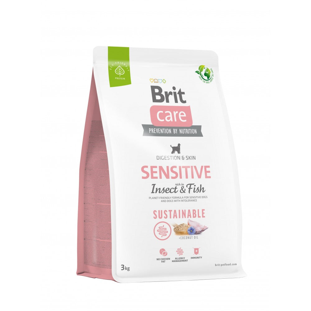 Сухий корм Brit Care Dog Sustainable Sensitive для собак з чутливим травленням, з рибою та комахами