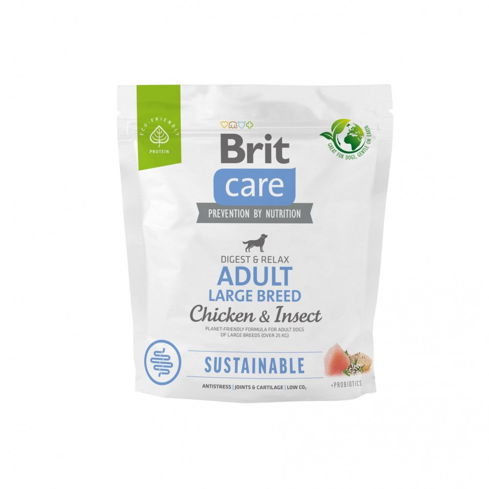 Сухий корм Brit Care Dog Sustainable Adult Large Breed для собак великих порід, з куркою та комахами