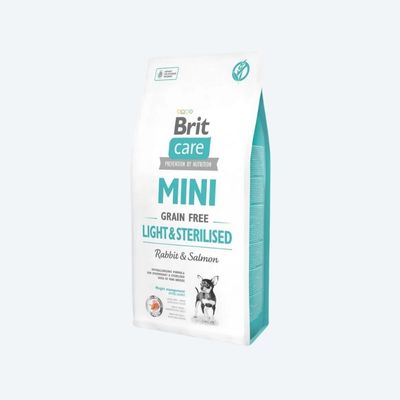Сухий корм Brit Care GF Mini Light & Sterilised для дорослих собак дрібних порід із зайвою вагою або стерилізованих, з кроликом та лососем