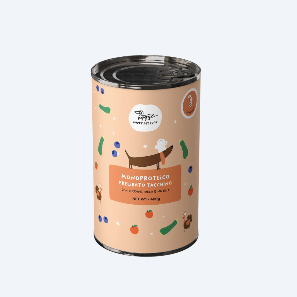 Вологий монопротеїновий корм для собак Hygge Індичка з цукіні, яблуком та чорницею