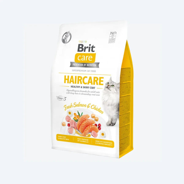 Сухий корм Brit Care Cat GF Haircare Healthy & Shiny Coat для котів, догляд за шкірою і шерстю, лосось та курка