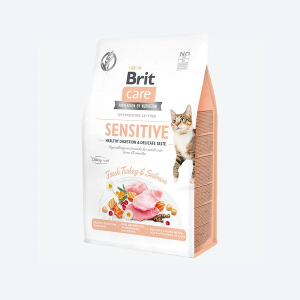 Сухий корм Brit Care Cat GF Sensitive HDigestion & Delicate Taste для котів з чутливим травленням, індичка та лосось