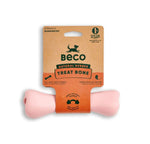 Жувальна іграшка з отвором для ласощів для собак Beco Pets Treat Bone Рожевий