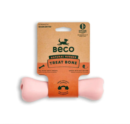 Жувальна іграшка з отвором для ласощів для собак Beco Pets Treat Bone Рожевий