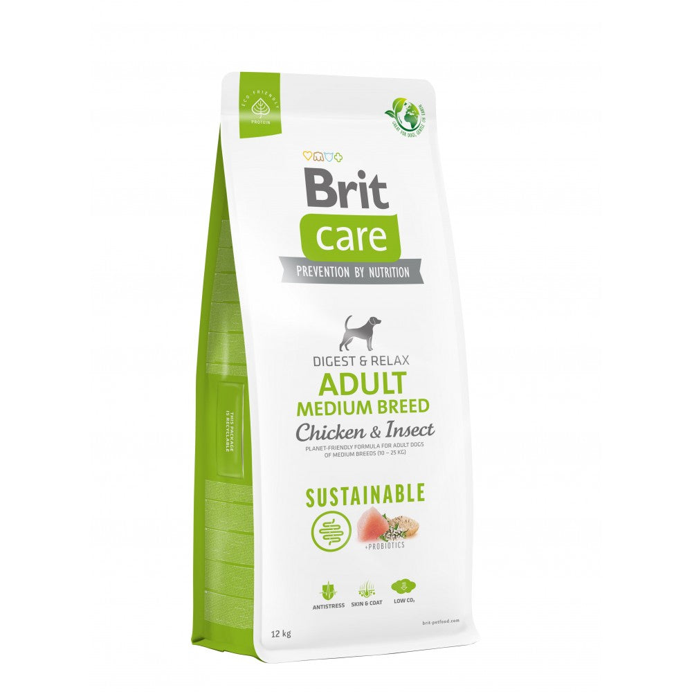 Сухий корм Brit Care Dog Sustainable Adult Medium Breed для собак середніх порід, з куркою та комахами
