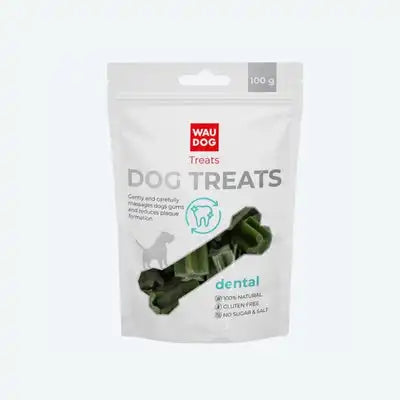 Ласощі для собак WAUDOG Treats "Стоматологічна паличка зі смаком шпинату та ванілі", 100 г