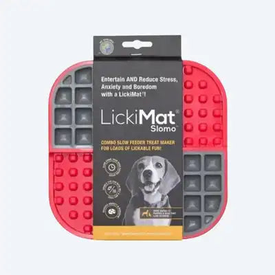 LickiMat Slomo Комбінований килимок для ласощів червоний