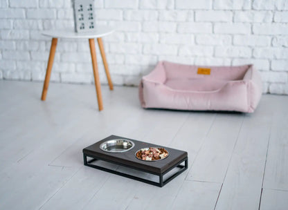 Миски на підставці Lunch Bar Brown wood + Black
