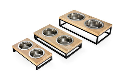 Миски на підставці Lunch Bar Natural wood + Black