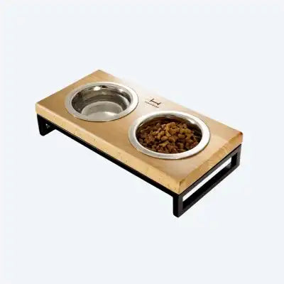 Миски на підставці Lunch Bar Natural wood + Black
