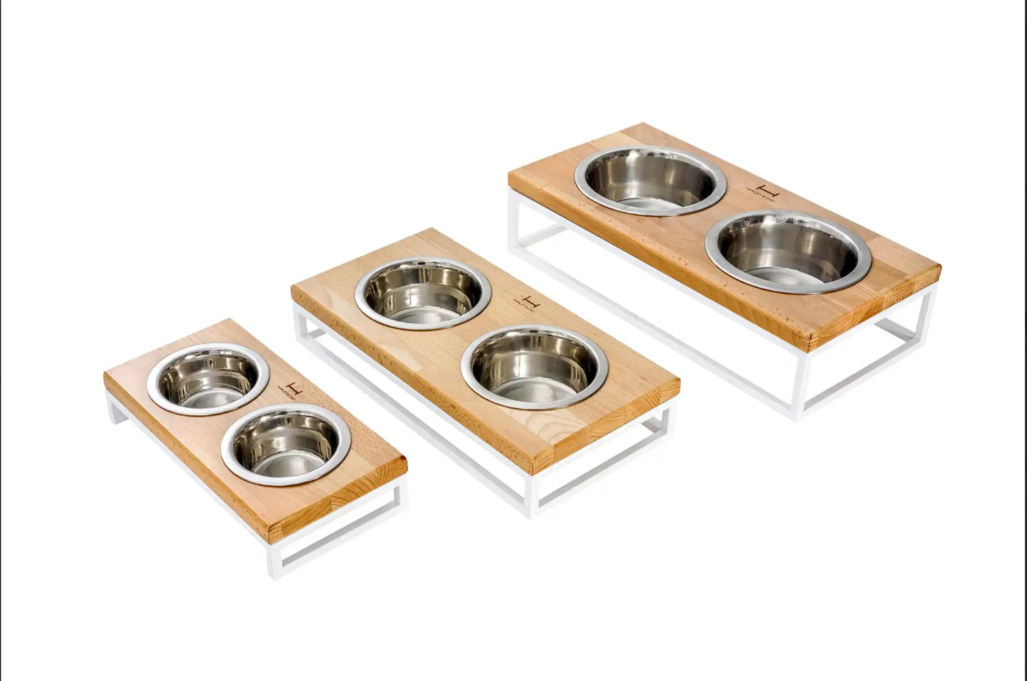 Миски на підставці Lunch Bar Natural wood + White