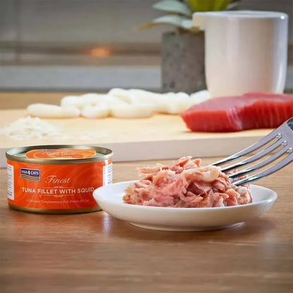 Натуральний вологий корм для котів Fish4Cats Finest Філе тунця з кальмаром 70 г