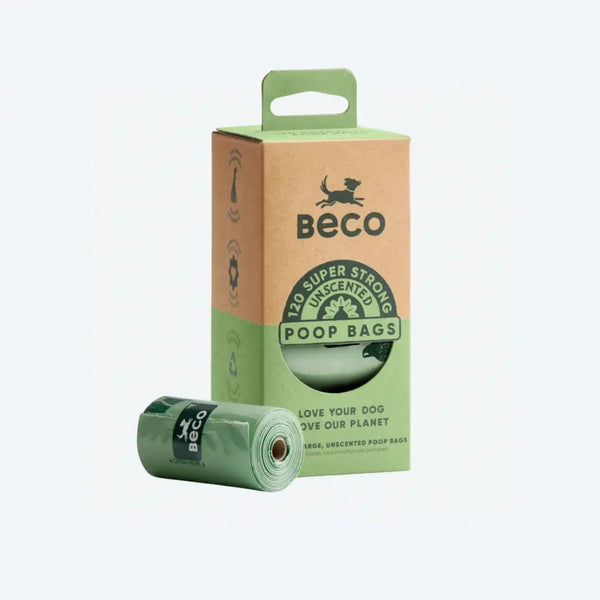 Одноразові пакетики для прибирання за собаками Beco Pets без запаху 120 шт (8 рулонів по 15 шт)