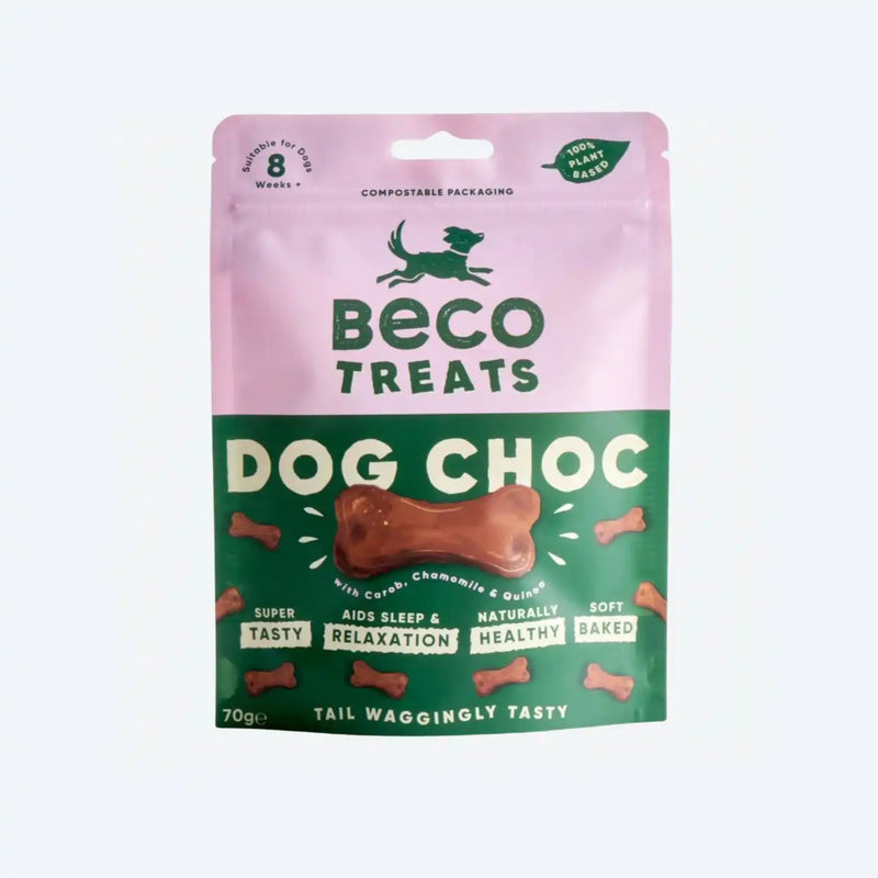 Печиво для собак Beco Pets Шоколад з керобом, ромашкою та кіноа 70 г (рослинний білок)