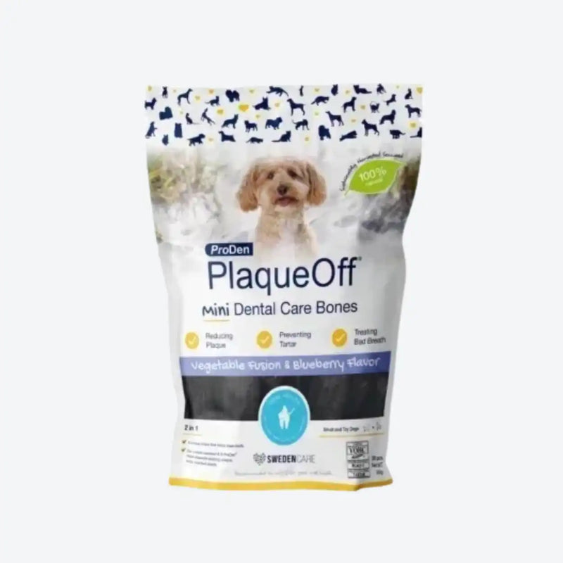PlaqueOff System Mini Dental Care Bones - Жувальні кісточки для собак зі смаком овочів та чорниці
