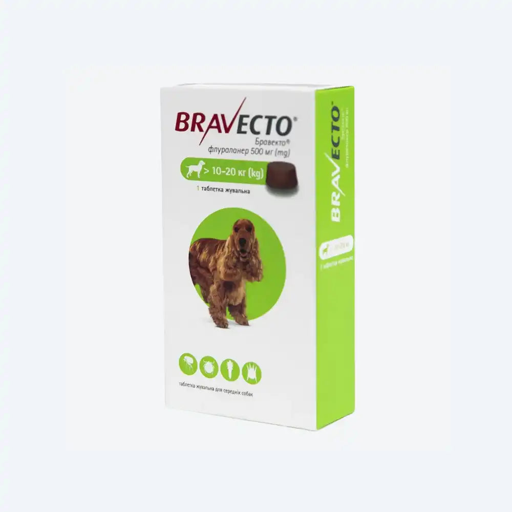 Таблетки для собак Bravecto від 10 до 20 кг