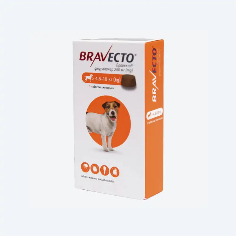 Таблетки для собак Bravecto від 4,5 до 10 кг