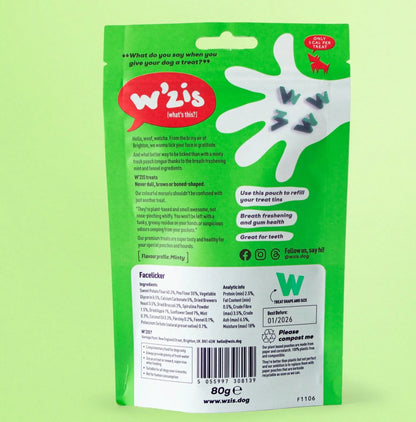 Веганські ласощі для собак в Pouch з фенхель + м'ятний смак Facelicker W'ZIS