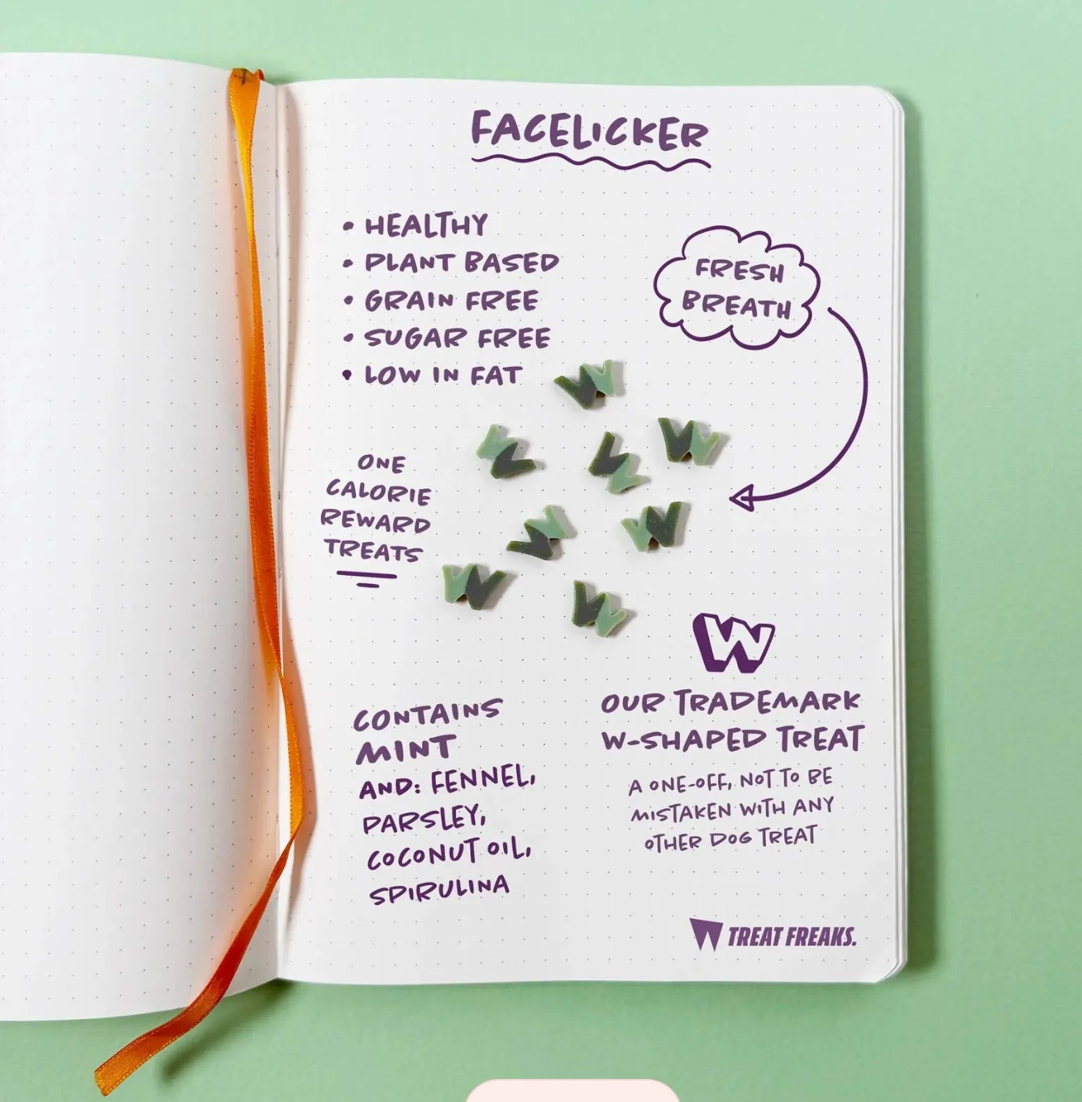 Веганські ласощі для собак в Pouch з фенхель + м'ятний смак Facelicker W'ZIS