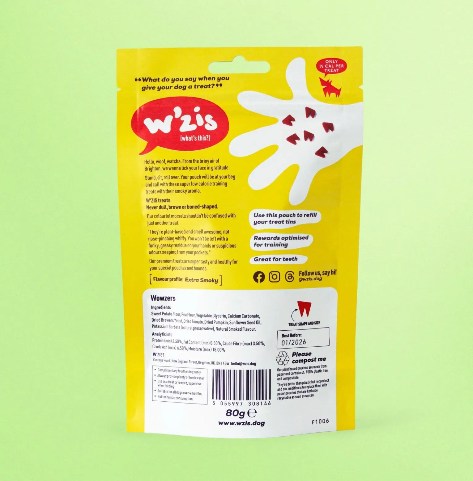 Веганські ласощі для собак в Pouch з гарбузом та димним смаком Wowzers W'ZIS