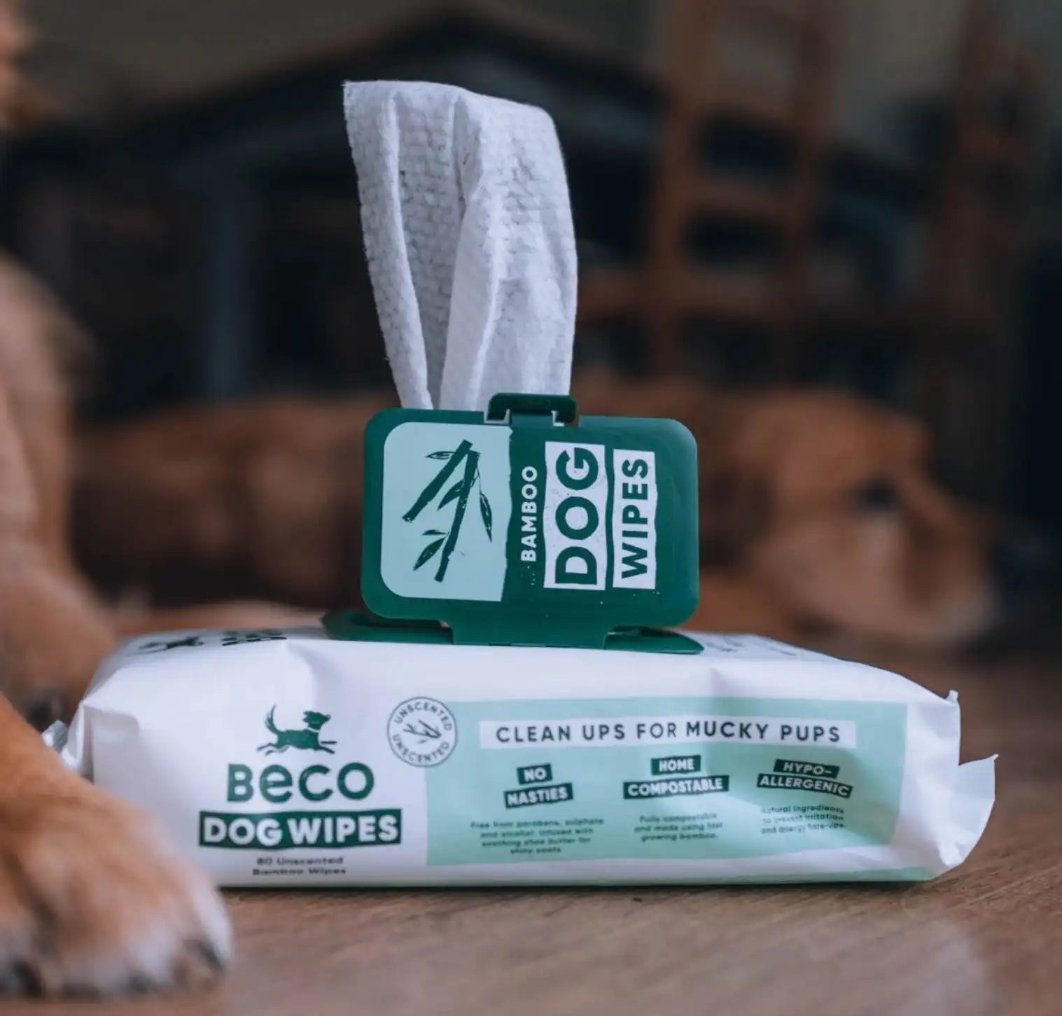 Вологі серветки біорозкладні бамбукові Beco Pets без запаху 80 шт.