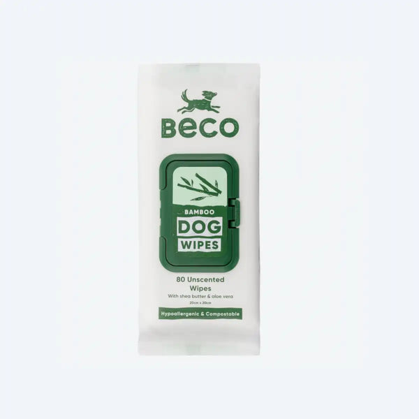 Вологі серветки біорозкладні бамбукові Beco Pets без запаху 80 шт.