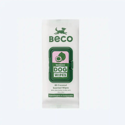 Вологі серветки біорозкладні бамбукові Beco Pets з ароматом кокосу 80 шт.