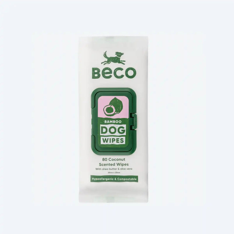Вологі серветки біорозкладні бамбукові Beco Pets з ароматом кокосу 80 шт.