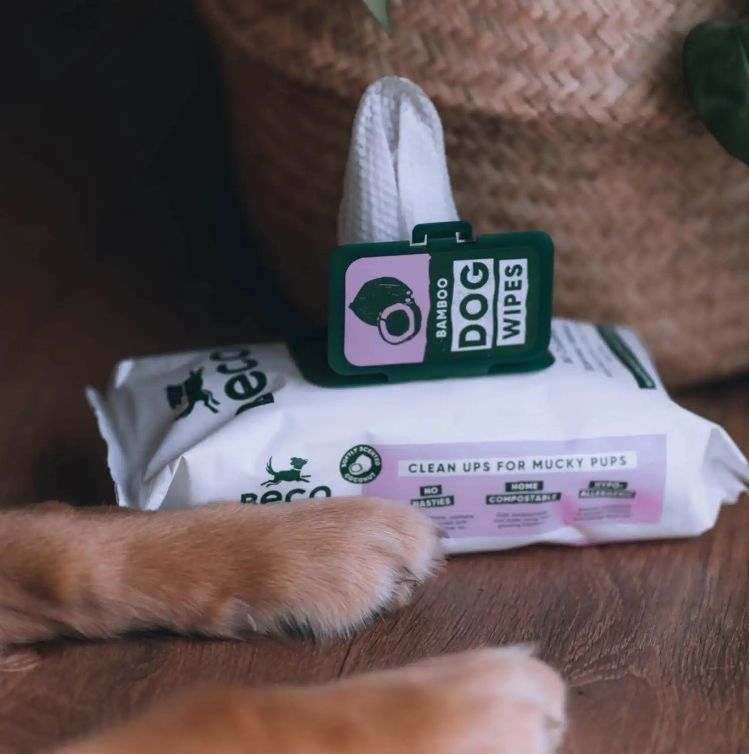 Вологі серветки біорозкладні бамбукові Beco Pets з ароматом кокосу 80 шт.