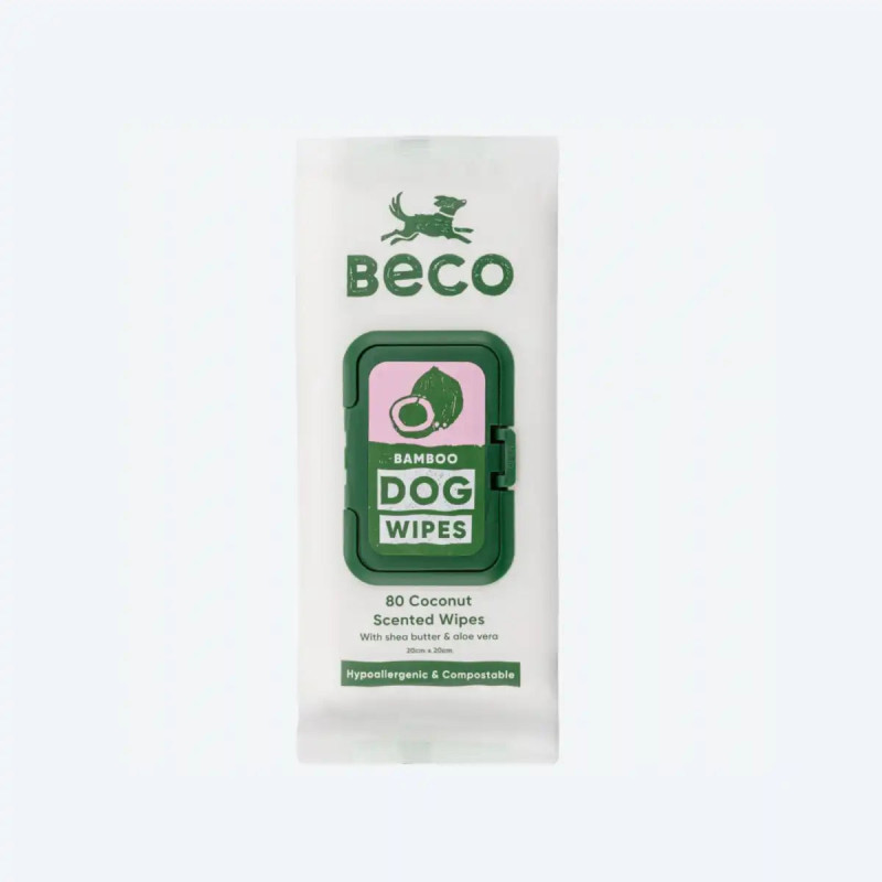 Вологі серветки біорозкладні бамбукові Beco Pets з ароматом кокосу 80 шт., 80шт.