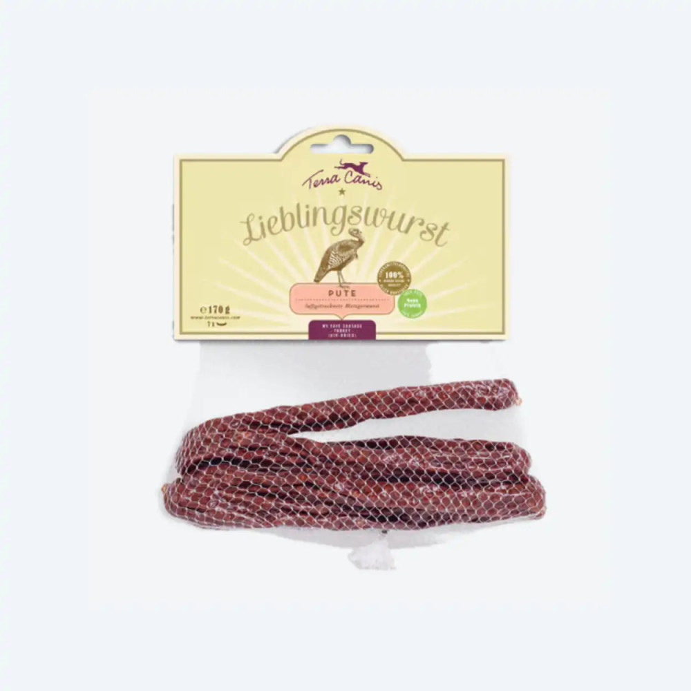 Ковбаски м'ясні для собак натуральні Lieblingswurst Terra canis Індичка 170 г, 170 грам.