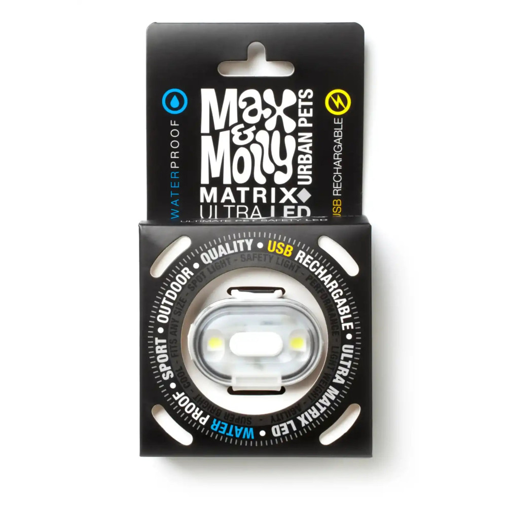 Світлодіодний ліхтарик для собак на нашийник Max & Molly Matrix Ultra LED, білий