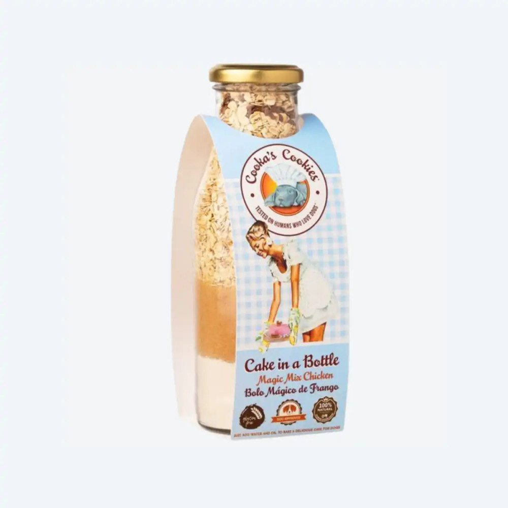 Натуральна суміш для приготування святкового торту для собак Cooka's Cookies Cake In Bottle з Куркою, 320 грам.