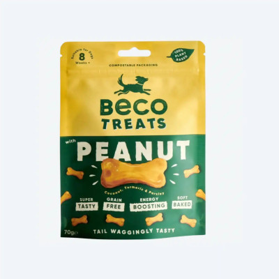 Печиво для собак Beco Pets Арахіс з кокосом і куркумою 70 г (рослинний білок), 70 грам.