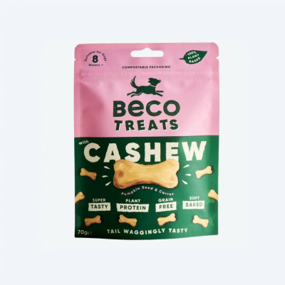 Печиво для собак Beco Pets Кеш'ю з гарбузовим насінням і морквою 70 г (рослинний білок), 70 грам.