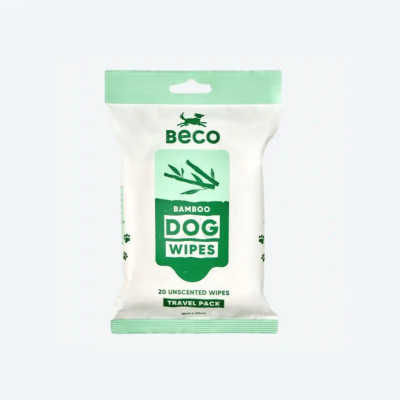 Вологі серветки біорозкладні бамбукові Beco Pets без запаху 20 шт., 20шт.
